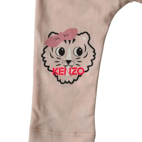 NWT KENZO Baby Girl Tiger Logo Leggings Light Pink Organic Cotton Size 3M - Picture 7 of 13